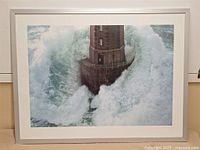 Front view of framed lighthouse print