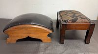 Both footstools side by side showing overall design, materials and relative sizes