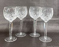 Set of four Waterford crystal wine glasses front view