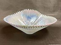 Top view of ribbed opalescent Murano glass bowl