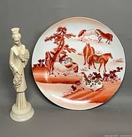 Figurine and plate together for scale and context