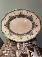 Front of octagonal Royal Worcester platter showing decoration and crazing