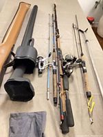 All rods, reels and tubes laid out