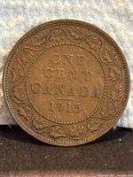 Reverse of 1915 Canada one cent showing denomination and date