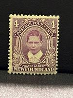 Front view of 1911 Newfoundland 4¢ Prince Albert stamp