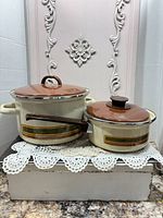 Both pots with lids displayed together