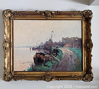 Full view of framed painting hanging on wall