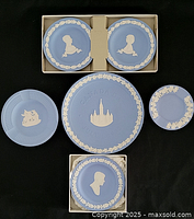 All six Wedgwood Jasperware plates displayed