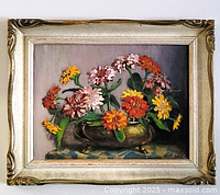 Framed still life oil painting full view