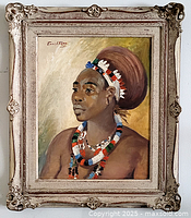 Full view of framed oil painting