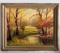 Full view of framed oil painting