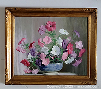 Front view of framed oil painting