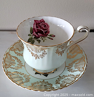 Teacup on saucer showing exterior design