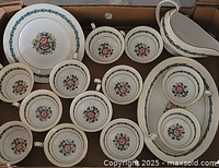 Overall view of all Wedgwood pieces in box