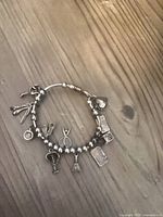 Full view of beaded sterling bracelet with all charms visible