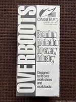 Retail box front showing Onguard Industries branding and overboots details