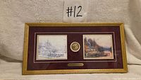 Full view of framed Thomas Kinkade portfolio edition showing both prints and medallion