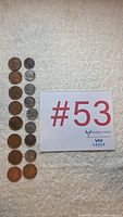 All 17 coins displayed alongside lot number card