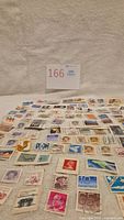 Wide view of entire stamp collection spread out