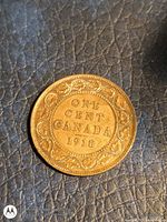 Reverse side of 1918 Canadian large cent showing denomination and date