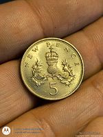 Reverse showing crowned thistle and denomination 5