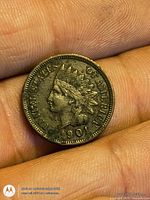 Obverse of 1901 Indian Head cent showing date and portrait