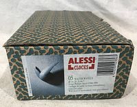 Patterned retail box identifying Alessi Clocks 05 Walter Wayle II