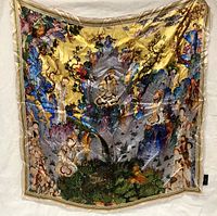 Full scarf laid flat showing entire design