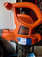 Close-up of Black+Decker handle and housing