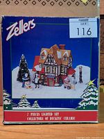 Retail box showing Zellers Collectors of Dickens' Ceramic Village Inn set