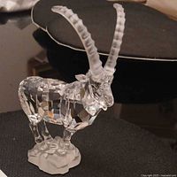Crystal ibex figurine angled view