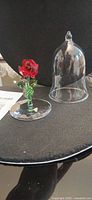 Crystal red rose and separate clear glass dome