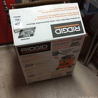 Closed carton showing RIDGID branding and model info