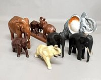Group shot of all elephant figurines