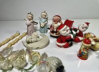 Group shot of all vintage Christmas ornaments and figures