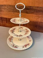 Full view of assembled three-tier cake stand