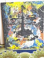 Full view of abstract oil on board painting