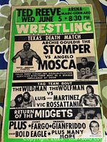 Full view of vintage wrestling poster showing entire design and dimensions