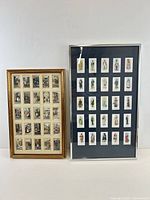 Both framed cigarette card blocks side by side