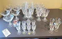 All stemware pieces arranged on table