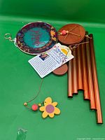 Full view of wind chime components laid out