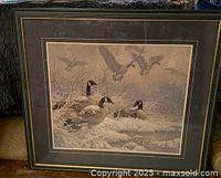 Overall view of framed Canada geese print