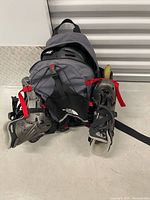 Backpack loaded with skates showing overall lot