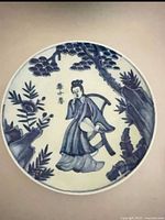 Full view of blue and white porcelain plate