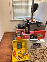 Overall lot showing enlarger, accessories and yellow tray