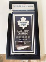 Full view of framed Toronto Maple Leafs Stanley Cup Champions banner