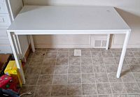 Full top view of white rectangular table