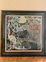 Full view of framed serigraph showing artwork and frame