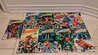 All nine Daredevil comics laid out in two rows