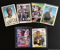 Front view of all six Barry Bonds cards laid out